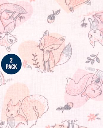 Baby And Toddler Girls Fox Snug Fit Cotton 4-Piece Pajamas