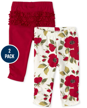 Baby Girls Floral Ruffle Pants 2-Pack