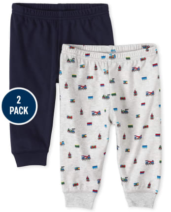 Baby Boys Train Pants 2-Pack