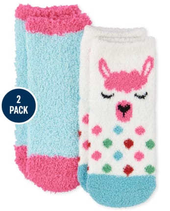 Toddler Girls Llama Cozy Socks 2-Pack