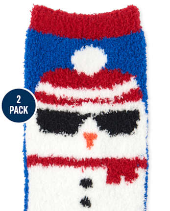 Toddler Boys Snowman Cozy Socks 2-Pack