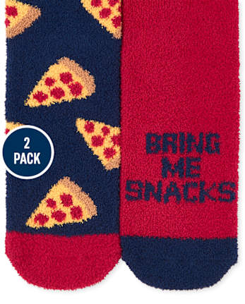Boys Pizza Cozy Socks 2-Pack