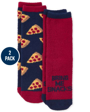 Boys Pizza Cozy Socks 2-Pack