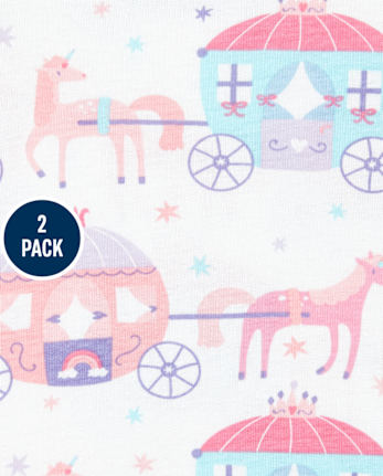 Pijamas de 4 piezas de algodón con ajuste ceñido de princesa para bebés y niñas pequeñas
