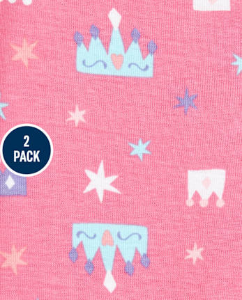 Pijamas de 4 piezas de algodón con ajuste ceñido de princesa para bebés y niñas pequeñas