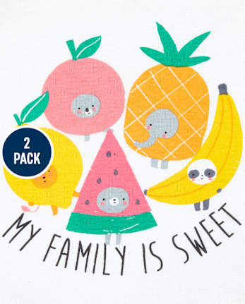 Pyjama 4 pièces en coton ajusté aux fruits pour bébés et petites filles