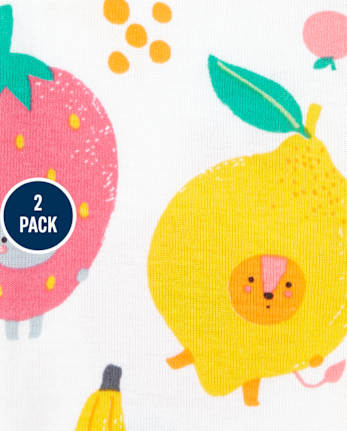 Pyjama 4 pièces en coton ajusté aux fruits pour bébés et petites filles