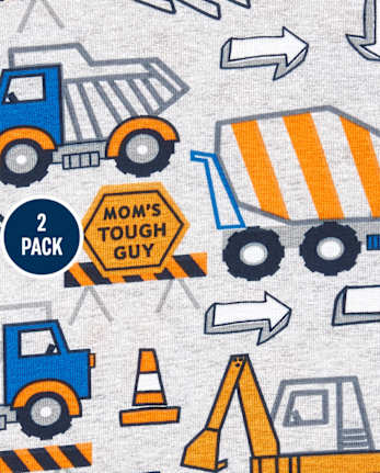 Baby And Toddler Boys Mom Construction Snug Fit Cotton 4-Piece Pajamas