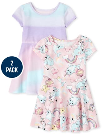 Baby And Toddler Girls Print Everyday Dress 2-Pack