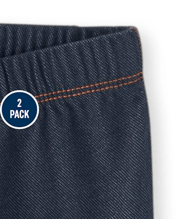 Leggings de mezclilla sintética para niñas, paquete de 2