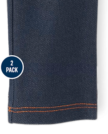 Leggings de mezclilla sintética para niñas, paquete de 2