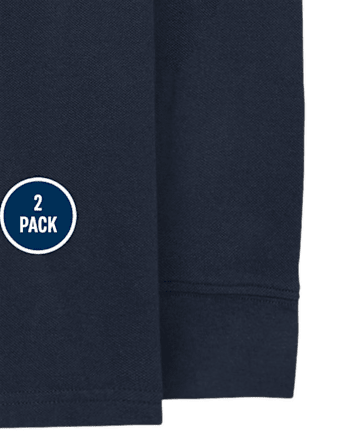 Polo de piqué de manga larga de uniforme para niños, paquete de 2