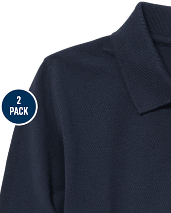 Polo de piqué de manga larga de uniforme para niños, paquete de 2