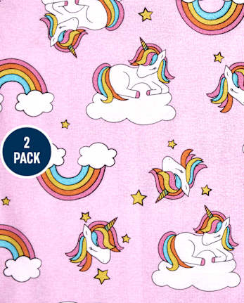 Girls Unicorn Tie Dye Snug Fit Cotton 4-Piece Pajamas