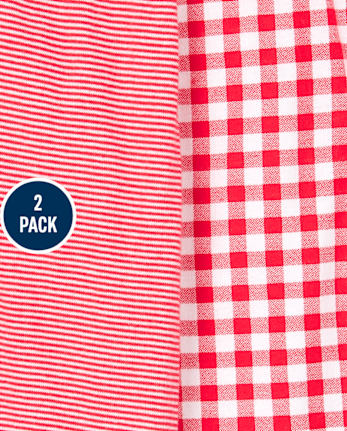 Baby Girls Gingham Ruffle Romper 2-Pack