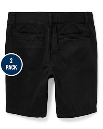 Shorts chinos elásticos de uniforme para niños, paquete de 2