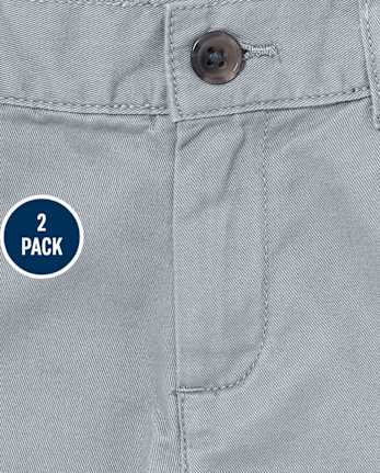 Shorts chinos elásticos de uniforme para niños, paquete de 2