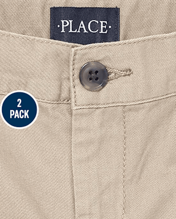 Shorts chinos elásticos de uniforme para niños, paquete de 2