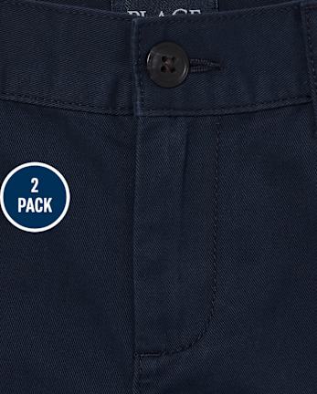 Paquete de 2 Shorts chinos elásticos uniformes para niños