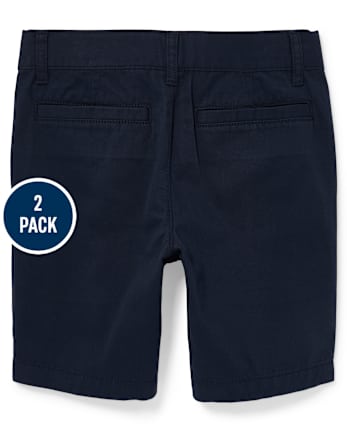 Paquete de 2 Shorts chinos elásticos uniformes para niños