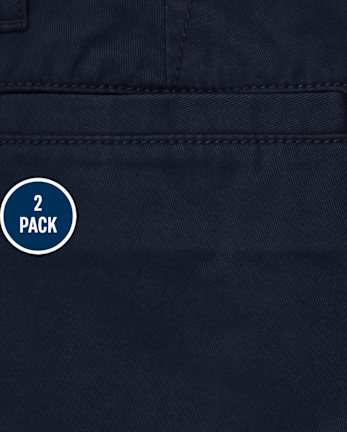 Paquete de 2 Shorts chinos elásticos uniformes para niños