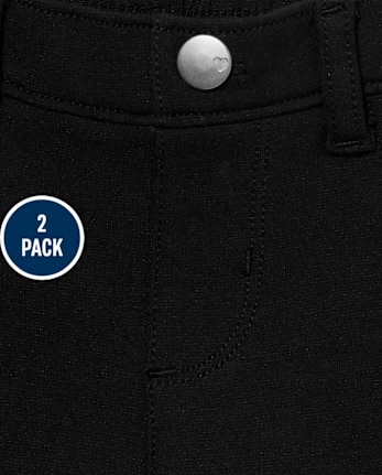 Toddler Girls Uniform Ponte Knit Pull On Jeggings 2-Pack