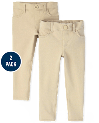 Toddler Girls Uniform Ponte Knit Pull On Jeggings 2-Pack