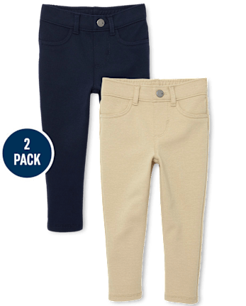 Paquete de 2 jeggings Ponte de uniforme para niñas pequeñas