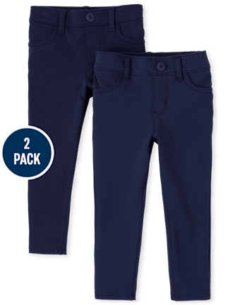 Toddler Girls Uniform Ponte Knit Pull On Jeggings 2-Pack