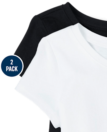 Camiseta básica con capas de uniforme para bebés y niñas pequeñas, paquete de 2