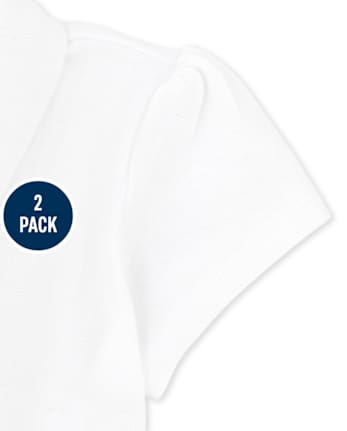 Polo de piqué con volantes de uniforme para niñas pequeñas, paquete de 2