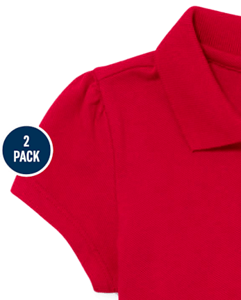 Polo de piqué con volantes de uniforme para niñas pequeñas, paquete de 2