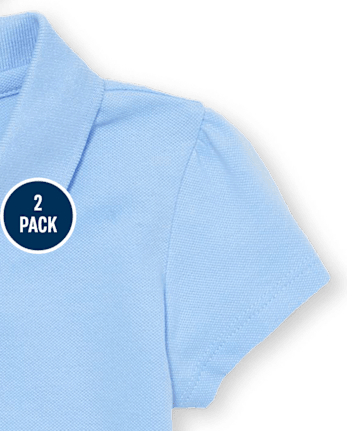 Polo de piqué con volantes de uniforme para niñas pequeñas, paquete de 2