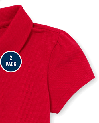 Polo de piqué con volantes de uniforme para niñas pequeñas, paquete de 2
