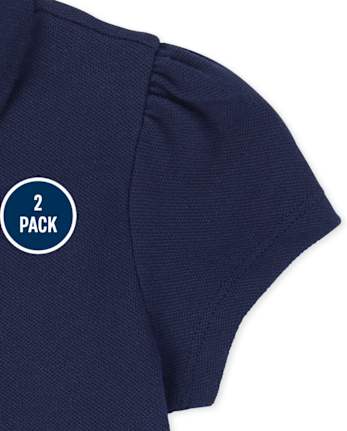 Polo de piqué con volantes de uniforme para niñas pequeñas, paquete de 2