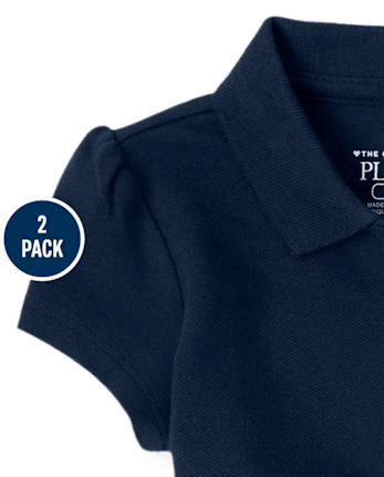 Polo de piqué con volantes de uniforme para niñas pequeñas, paquete de 2