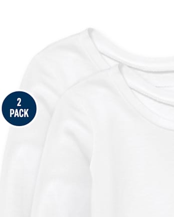Paquete de 2 camisetas básicas con capas para bebés y niñas pequeñas