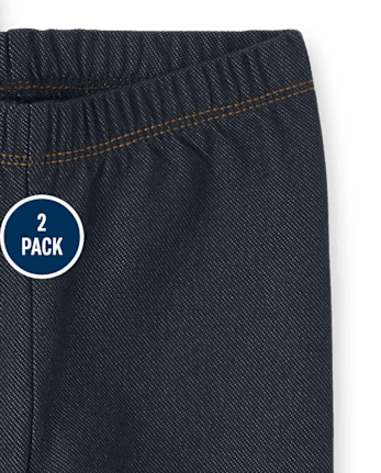 Toddler Girls Faux Denim Leggings 2-Pack