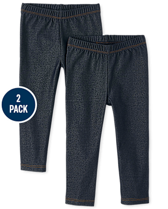 Toddler Girls Faux Denim Leggings 2-Pack