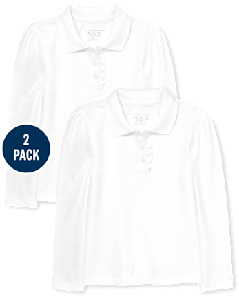 Lot de 2 polos uniformes en piqué à volants pour bébé et toute-petite fille