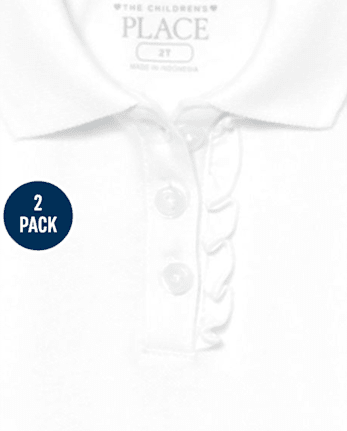 Lot de 2 polos uniformes en piqué à volants pour bébé et toute-petite fille