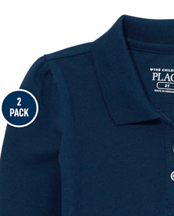 Lot de 2 polos uniformes en piqué à volants pour bébé et toute-petite fille