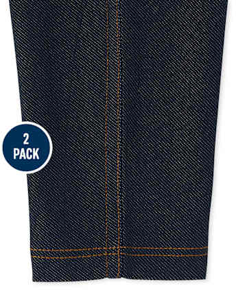 Toddler Girls Faux Denim Capri Leggings 2-Pack