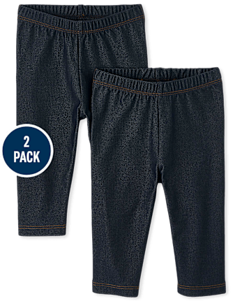 Toddler Girls Faux Denim Capri Leggings 2-Pack