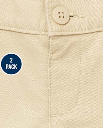 Toddler Girls Uniform Stretch Chino Shorts 2-Pack