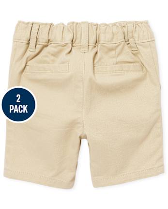Toddler Girls Uniform Stretch Chino Shorts 2-Pack