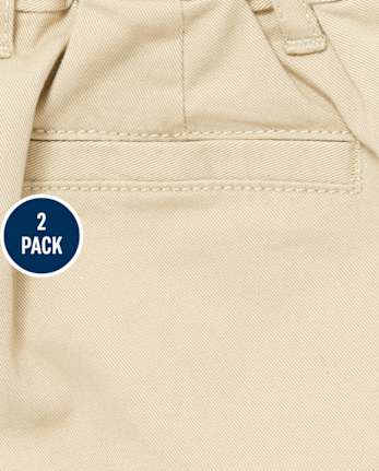 Toddler Girls Uniform Stretch Chino Shorts 2-Pack