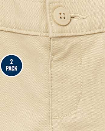 Toddler Girls Uniform Stretch Chino Shorts 2-Pack