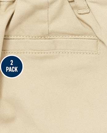 Toddler Girls Uniform Stretch Chino Shorts 2-Pack