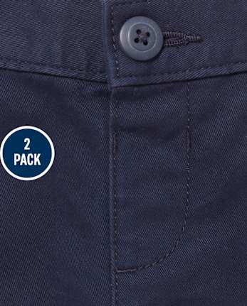 Toddler Girls Uniform Stretch Chino Shorts 2-Pack